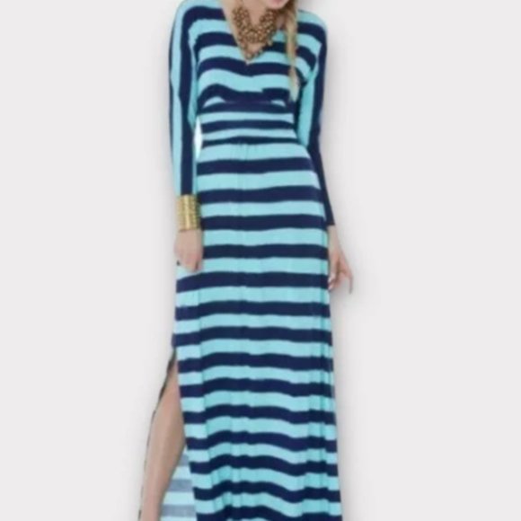 Lilly Pulitzer Riana Crystal Water Take Off Striped Jersey Maxi Dress Size Small - Picture 2 of 5